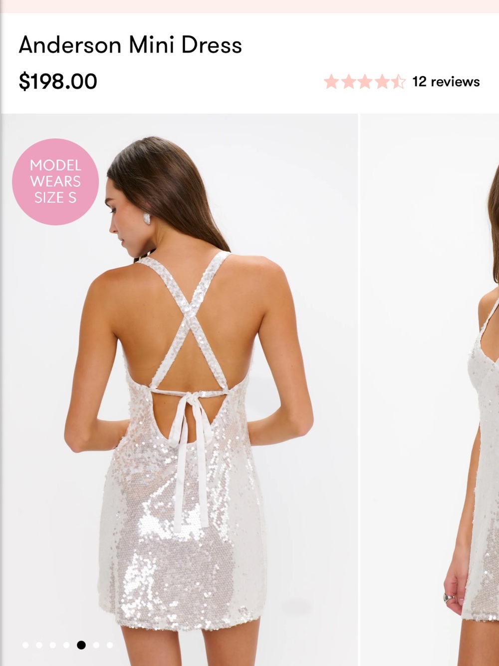 Sequin Slip Mini Dress in White/Silver